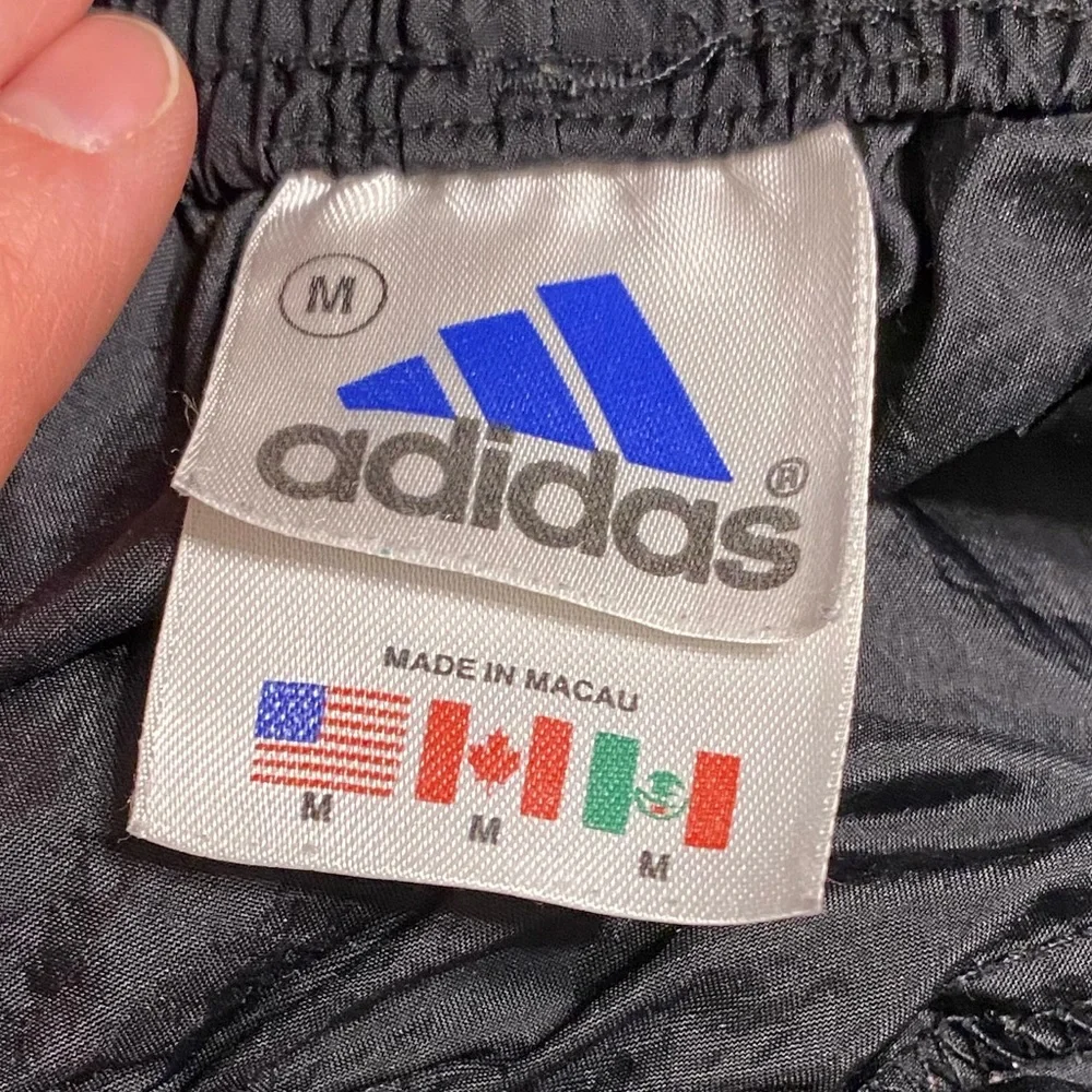 90s Y2K Adidas 3 Stripe Windbreaker Track Pants Vintage Black White Men’s Medium